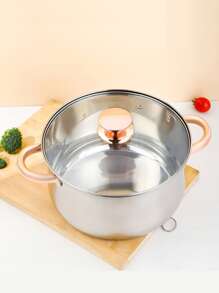 kaisa villa 五層加厚底部不鏽鋼湯鍋，配有不粘塗層，適用於電磁爐和燃氣爐，家用 - 金色 - 查看 6