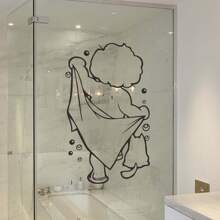 1 件卡通小男孩洗澡墙贴自粘防水浴室玻璃装饰贴花、贴纸、墙贴、乙烯基贴花用于家居装饰、春季装饰品让您的家焕然一新、拉玛装饰贴纸 - 黑色 - 查看 4