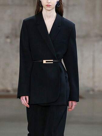 Cinturón de cuero negro vintage pequeño para mujer, cinturón de cintura minimalista y clásico versátil, adecuado para faldas, camisas, pantalones