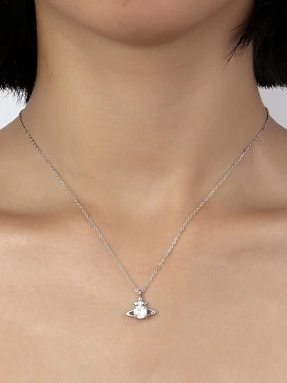 1 Set Luxury Zirconia Micro-Inlaid Necklace & Earrings, Minimalist Elegant Clavicle Chain Pendant Necklace & Earrings Jewelry Set For Women