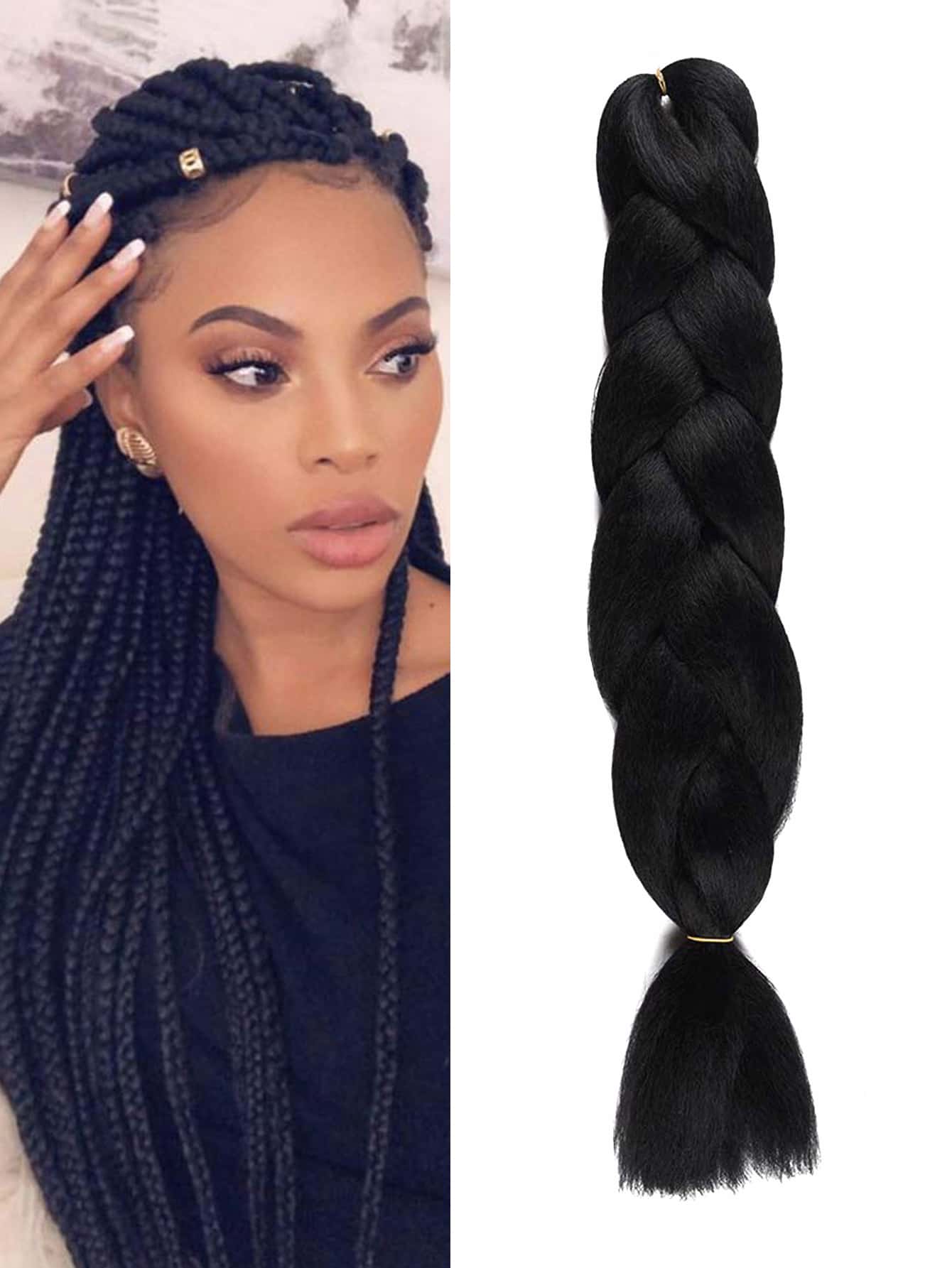 棕色辮子接髮24吋1包合成耐高溫彩虹巨型辮子髮麻花鉤針女髮