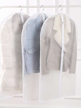 1入組半透明無紡布服裝包,無氣味防塵套裝,外套保護帶拉鍊