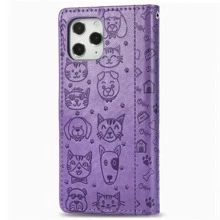 卡通动物压纹翻盖PU手机壳，带挂绳，国际版，非国内版 - 紫色 - 查看 8