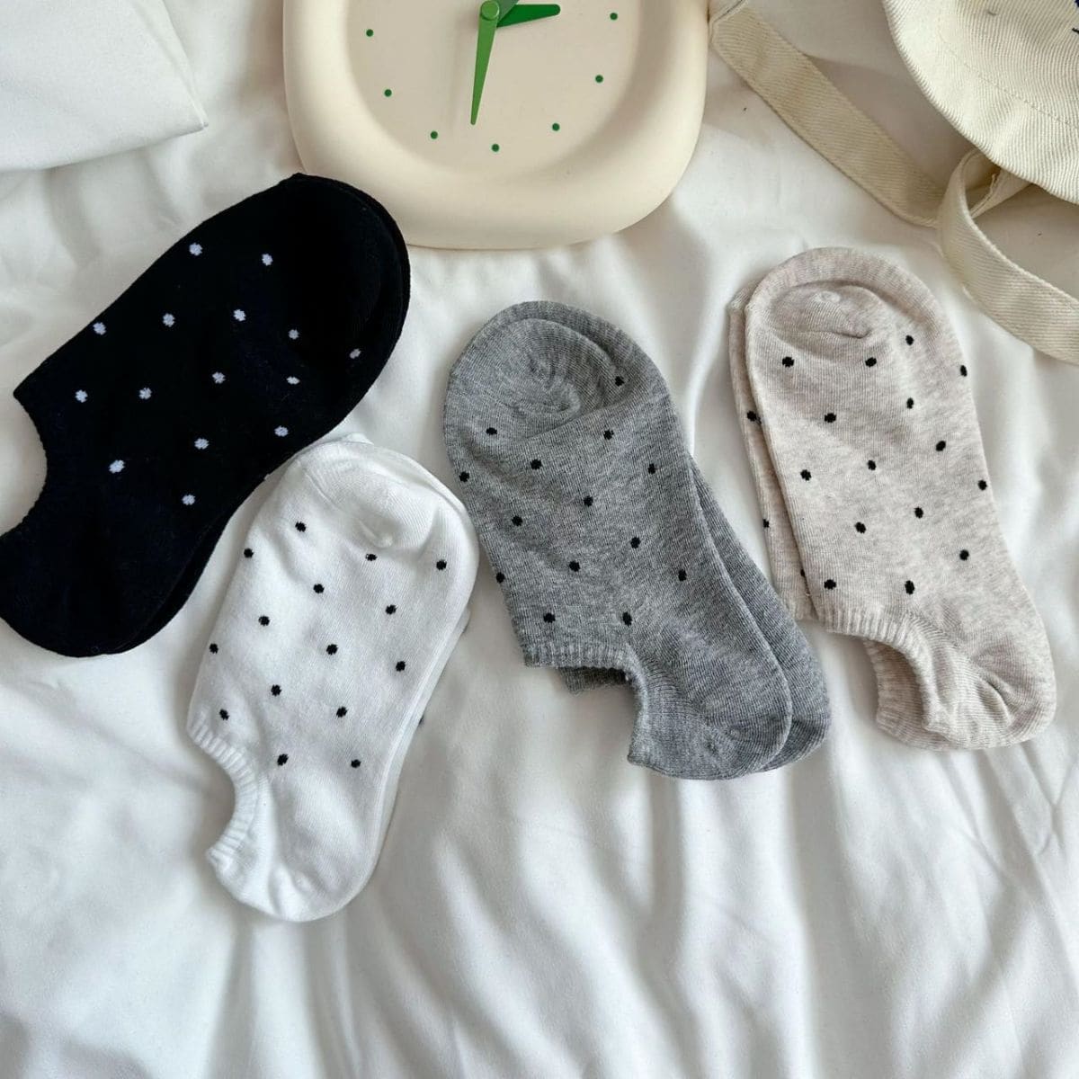 四的波卡圓點時尚百搭每天裝飾船襪 - 彩色 - 查看 1