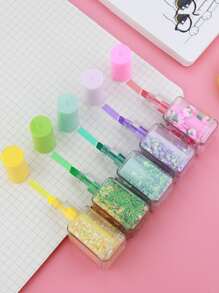 1 Set Of 5 Creative Multi-color Nail Polish Shape Quicksand Highlighter Writing Key Mark Color Highlighter Marker Pen - Multicolor - View 2