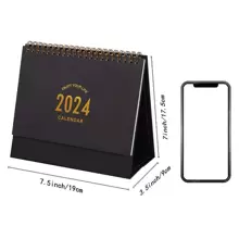 2024年至2025年小型桌曆,立式翻蓋桌上曆,適用於家庭、辦公室、學校,從2024年1月到2025年6月-金屬環雙鉸合訂裝月曆 - 黑色 - 查看 6