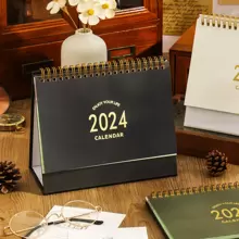 2024年至2025年小型桌曆,立式翻蓋桌上曆,適用於家庭、辦公室、學校,從2024年1月到2025年6月-金屬環雙鉸合訂裝月曆 - 黑色 - 查看 3