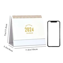 2024-2025年小型桌曆,自2024年1月至2025年6月的翻頁式桌上曆—金屬環雙線綁定月曆,適用於家庭和辦公室 - 白色 - 查看 6