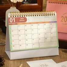 2024-2025年小型桌曆,自2024年1月至2025年6月的翻頁式桌上曆—金屬環雙線綁定月曆,適用於家庭和辦公室 - 白色 - 查看 5