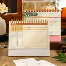 2024-2025年小型桌曆,自2024年1月至2025年6月的翻頁式桌上曆—金屬環雙線綁定月曆,適用於家庭和辦公室 - 白色 - 查看 4