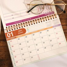 2024-2025年小型桌曆,自2024年1月至2025年6月的翻頁式桌上曆—金屬環雙線綁定月曆,適用於家庭和辦公室 - 白色 - 查看 2