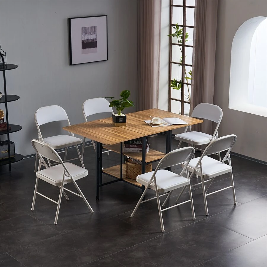 6pcs Elegant Foldable Iron & PVC Chairs for Convention & Exhibition White - trắng - Xem 1