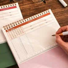 2024-2025小桌曆,翻頁式立式桌面曆,從2024年1月到2025年6月 - 金屬環雙線綁定的月曆桌曆,適用於家庭辦公室和學校 - 粉色 - 查看 4