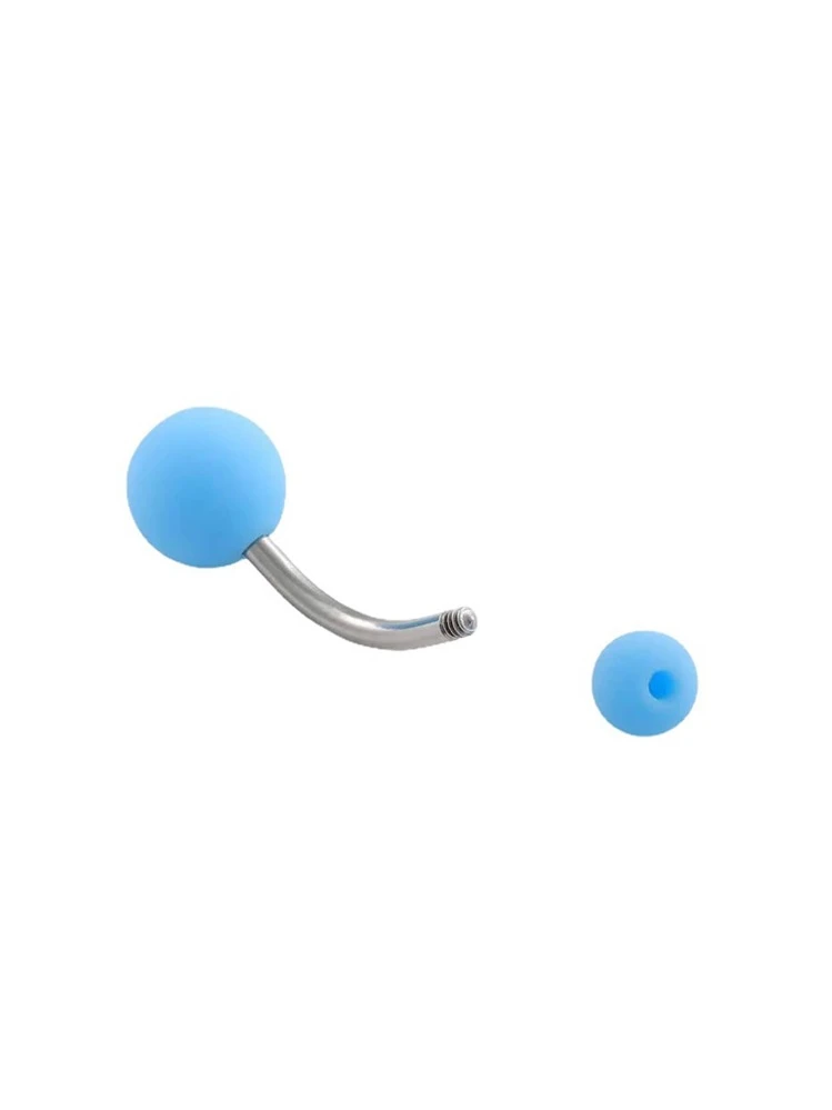 2pcs Solid Color Frosted Acrylic Ball Belly Button Rings - white+white - View 4