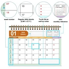 2024-2025年小型桌曆,自2024年1月至2025年6月的翻頁式桌上曆—金屬環雙線綁定月曆,適用於家庭和辦公室 - 白色 - 查看 8