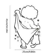 1 件卡通小男孩洗澡墙贴自粘防水浴室玻璃装饰贴花、贴纸、墙贴、乙烯基贴花用于家居装饰、春季装饰品让您的家焕然一新、拉玛装饰贴纸 - 黑色 - 查看 5