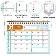 2024年至2025年小型桌曆,立式翻蓋桌上曆,適用於家庭、辦公室、學校,從2024年1月到2025年6月-金屬環雙鉸合訂裝月曆 - 黑色 - 查看 8