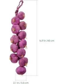 Garlic Bulb Artificial Garlic Strings Fake Garlic Artificial Onion String 2Pcs Farm Garlic Fake Vegetable Kitchen Garden Indoor Decor Mix Colors Dried Garlic - Multicolor - View 2