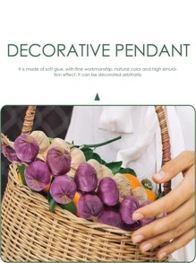 Garlic Bulb Artificial Garlic Strings Fake Garlic Artificial Onion String 2Pcs Farm Garlic Fake Vegetable Kitchen Garden Indoor Decor Mix Colors Dried Garlic - Multicolor - View 5