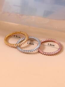 3pcs/set European And American Fashion Simple Crystal Ring - Multicolor - View 3