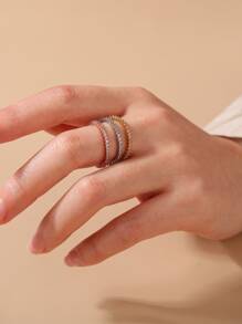 3pcs/set European And American Fashion Simple Crystal Ring - Multicolor - View 2