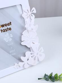 1入組塑膠鏤空小花相框(不附照片紙) - 白色 - 查看 6