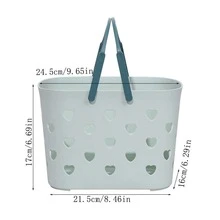 Heart Shaped Bath Basket Bathroom Storage For Fruits And Vegetables, Portable Bath Basket With Handle, Available In 1pc And 2pcs - Multicolor - View 9