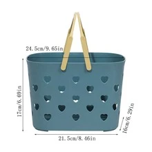 Heart Shaped Bath Basket Bathroom Storage For Fruits And Vegetables, Portable Bath Basket With Handle, Available In 1pc And 2pcs - Multicolor - View 11