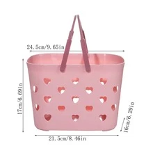 Heart Shaped Bath Basket Bathroom Storage For Fruits And Vegetables, Portable Bath Basket With Handle, Available In 1pc And 2pcs - Multicolor - View 8