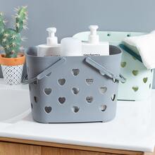 Heart Shaped Bath Basket Bathroom Storage For Fruits And Vegetables, Portable Bath Basket With Handle, Available In 1pc And 2pcs - Multicolor - View 2