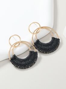 1 đôi Phong cách Bohemian Kỳ nghỉ Phong cách Dệt Tròn Mây & Ngà voi & Trắng & Màu hồng & trái cam Màu sắc Hoa tai , Thủ công , Thích hợp Đối với Mỗi ngày Mặc - màu đen - Xem 1