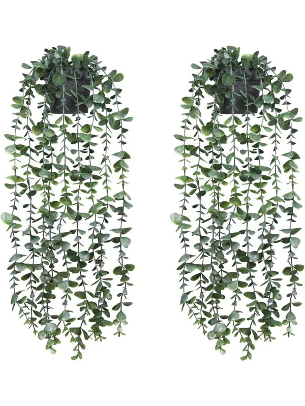 1/2/3 Pack Artificial Hanging Plants Small Fake Potted Eucalyptus Plant