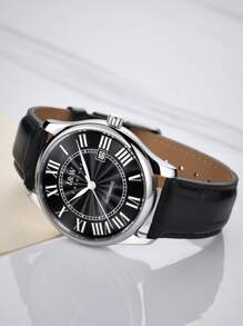 I&W CARNIVAL.HWGUOJI 1 件 I&W 品牌男士银色经典商务机械表，防水且时尚 - 黑色 - 查看 2