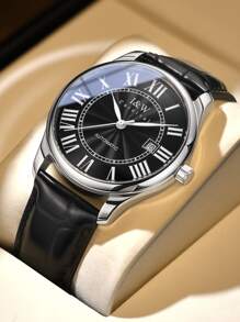 I&W CARNIVAL.HWGUOJI 1 件 I&W 品牌男士银色经典商务机械表，防水且时尚 - 黑色 - 查看 1