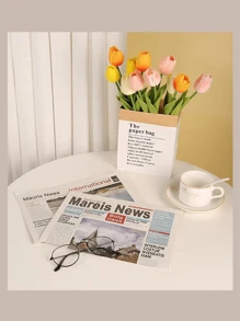 1 件復古舊報紙/英文報紙攝影道具/花卉包裝紙,顏色隨機 - 彩色 - 查看 5