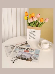 1 件復古舊報紙/英文報紙攝影道具/花卉包裝紙,顏色隨機 - 彩色 - 查看 3