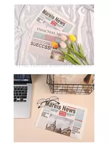 1 件復古舊報紙/英文報紙攝影道具/花卉包裝紙,顏色隨機 - 彩色 - 查看 2