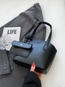 Fashionable Black Shoulder Bag 24 * 18 * 10Cm Complimentary Coin Purse Women's Bag - Black - View 4