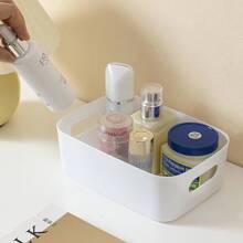 Storage Basket/box Desktop Storage Holder For Cosmetics, Toiletries, Kitchen, Dormitory, Snacks Plastic Sorting Container - White - View 2