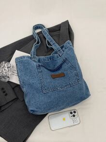 Fashion Simple Daily Casual Large Capacity Denim Tote Bag