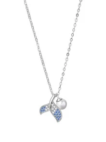 1 件时尚鱼尾仿珍珠 Cz 吊坠 S925 银项链 - 彩色 - 查看 4