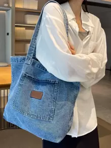 Fashion Simple Daily Casual Large Capacity Denim Tote Bag