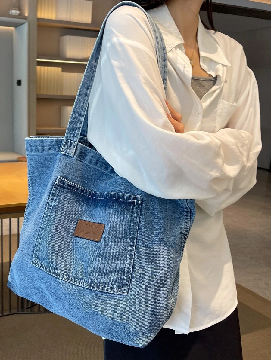 Fashion Simple Daily Casual Large Capacity Denim Tote Bag