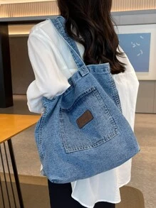 Fashion Simple Daily Casual Large Capacity Denim Tote Bag