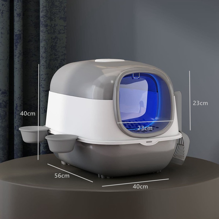 Large Fully Enclosed Cat Litter Box With UV Light, Odor Control And