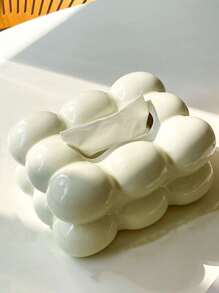 Modern Ceramic Tissue Box Holder, Suitable For Any Room With Stylish Design, 1pc Beige Tissue Box Cover Best Gifts Birthday - White - View 1