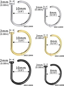 1 Máy Tính Không Xuyên Từ Tính Vách Ngăn Mũi Nhẫn Dành Cho Nữ Vòng Thép Không Gỉ Có Thể Tái Sử Dụng Giả Mũi Trang Sức - Bạc - Xem 3