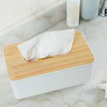 1 Miếng Đơn giản Hộp trữ Đối với Tissue Với Gỗ Nắp , Đa chức năng Phòng khách Bàn Hộp đựng , Trắng - trắng - Xem 8