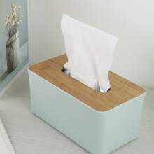 1 Miếng Đơn giản Hộp trữ Đối với Tissue Với Gỗ Nắp , Đa chức năng Phòng khách Bàn Hộp đựng , Trắng - trắng - Xem 5