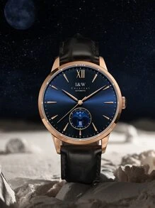 I&W CARNIVAL.HWGUOJI 1 pieza Reloj mecánico I&W popular de hombres redondo negocio - Azul - Ver 2